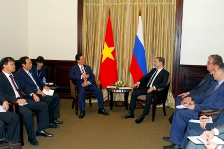 PM Dung and his Russian counterpart expressed their pleasure at the strong development of the traditional friendship and cooperation between Viet Nam and Russia