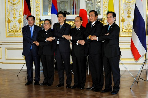 PM Nguyen Tan Dung and leaders of Japan, Cambodia, Laos, Myanmar, and Thailand to the 7th Mekong-Japan Summit, Tokyo, Japan, July 4, 2015. Photo: VGP