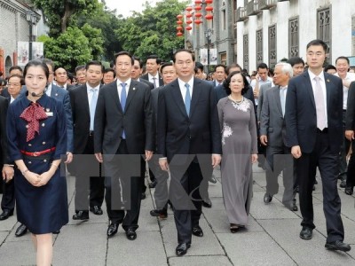 President Trần Đại Quang visits Fuzhou City of Fujian Province, China.