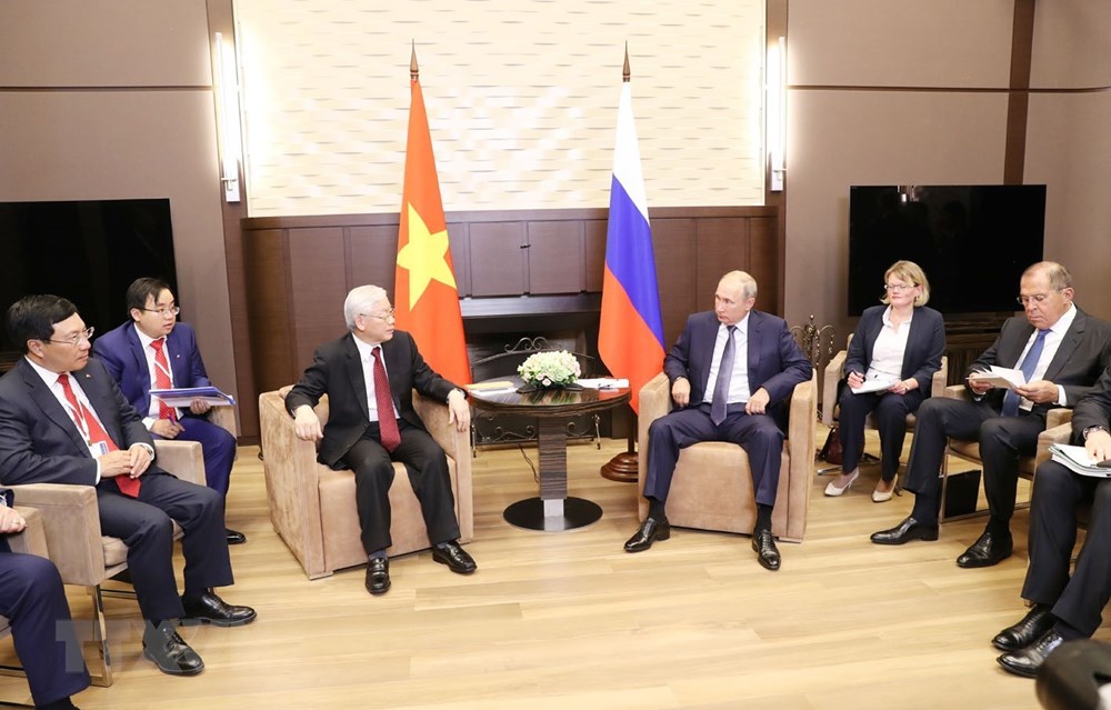 The summit meeting between Party General Secretary Nguyen Phu Trong and Russian President V. Putin in Sochi city, Russia on September 6, 2018. Photo: VNA