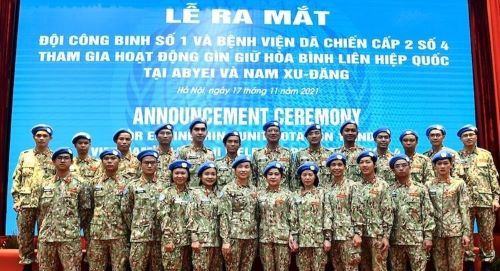 The members of the level-2 Field Hospital rotation 4 at the announcement ceremony, Ha Noi, November 17, 2021